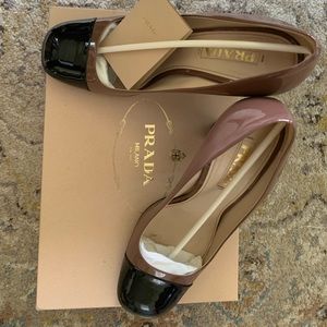 Prada patent leather two tone pumps